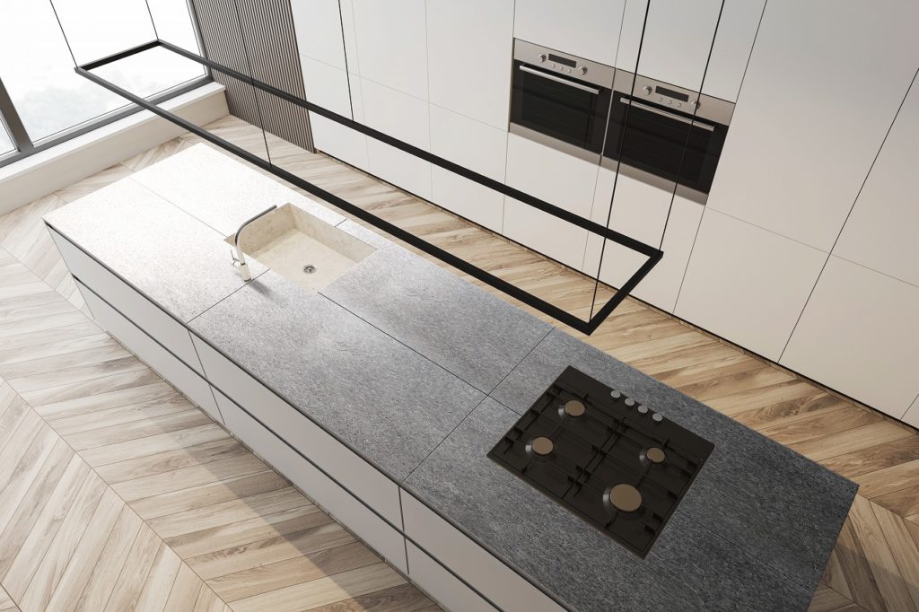 マットで傷が付きにくいキッチン天板 コーディネート例 デザイン金属ライブラリ